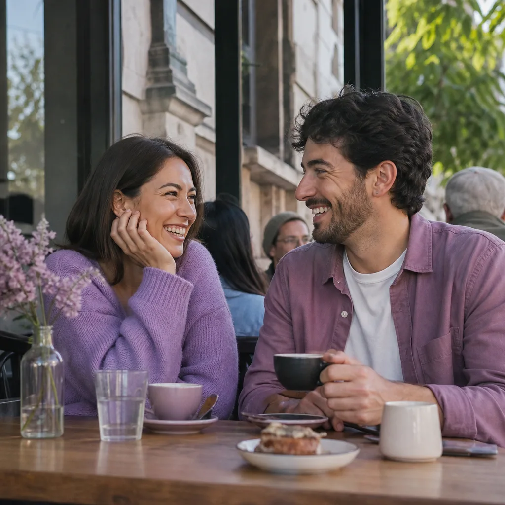 Person creating an online dating profile at a café in Canterbury